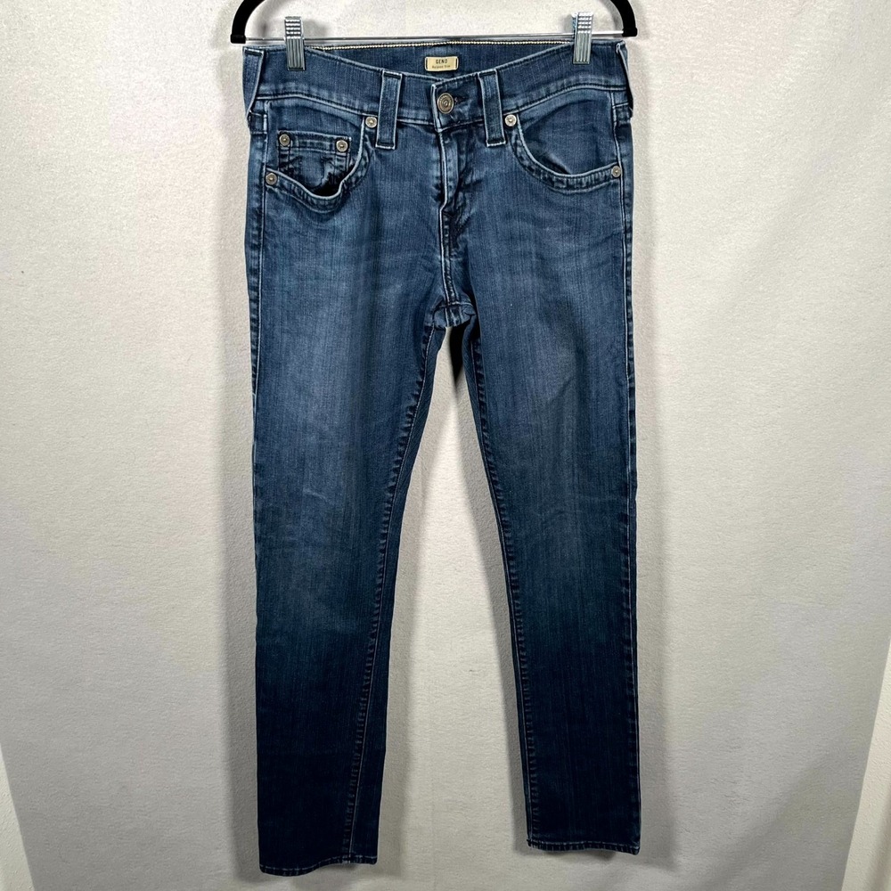 True Religion Geno Jeans Men 30 Blue Denim Medium Wash Relaxed Slim Straight Leg